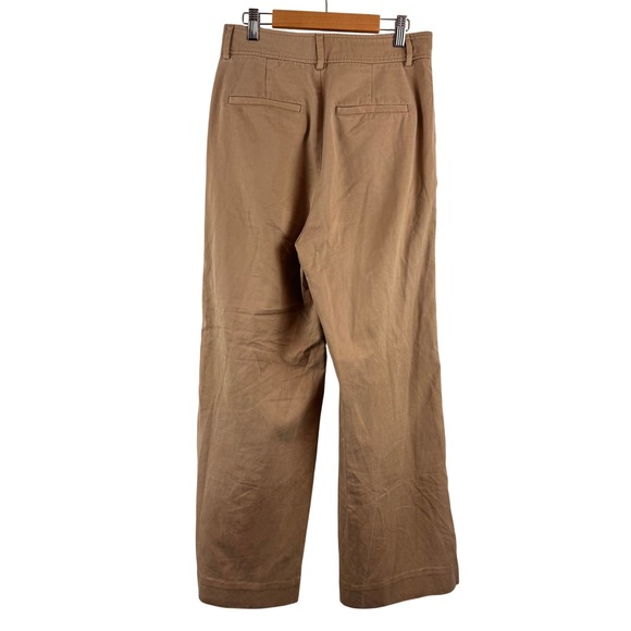 Everlane Wide Leg Pleated Pants Women 2S Khaki Tan High Rise Tencel Cotton Twill - Picture 3 of 8